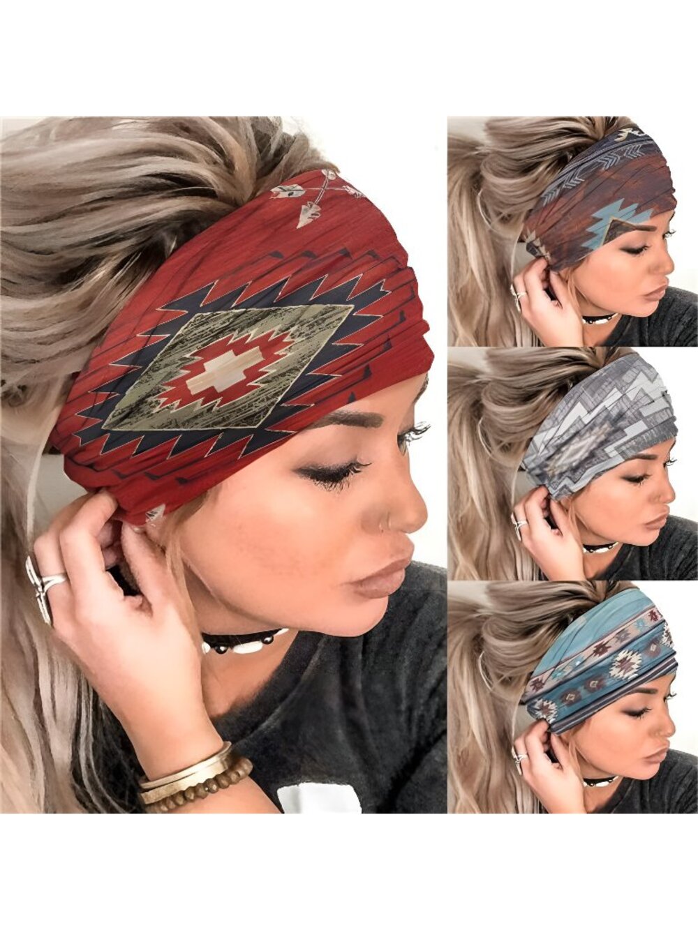 Wide Boho Headbands Turban Elastic Nonslip Floral Bandana Workout Hair Scarfs